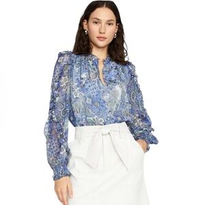 Marie Oliver | Women’s Silk Hadley Blouse in Breeze Size Small